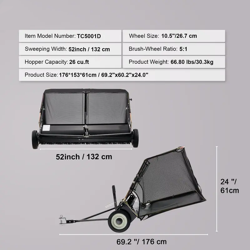 Adjustable Push Lawn Debris Sweeper