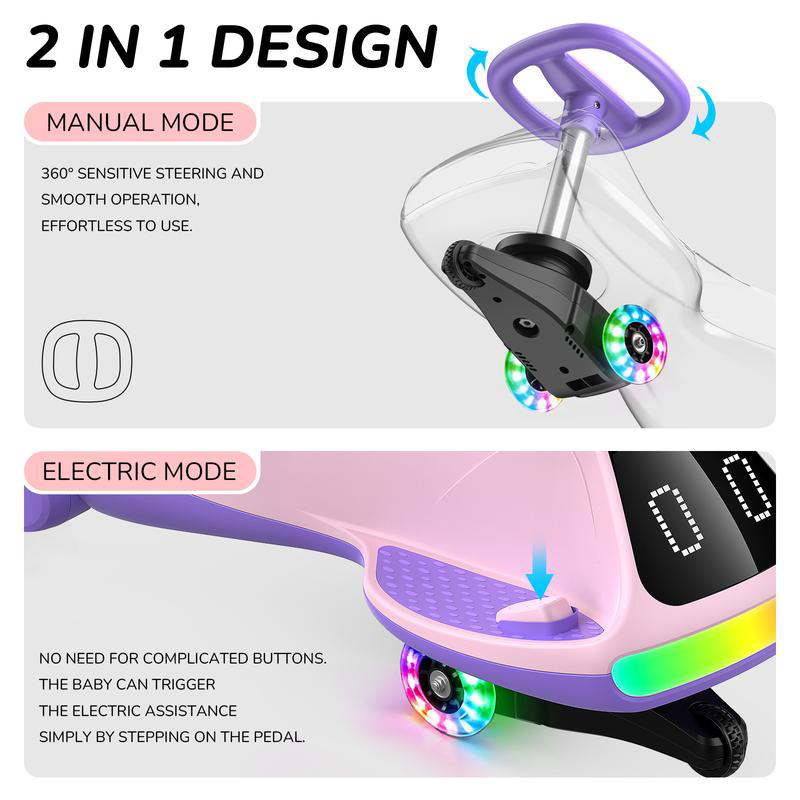 12V Light-Up Electric Wiggle Car
