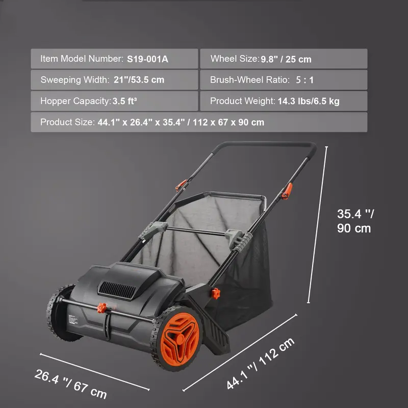 Adjustable Push Lawn Debris Sweeper