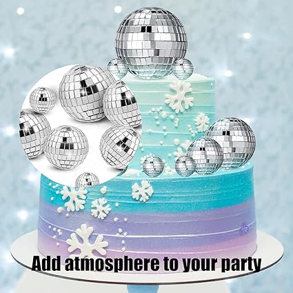 7-Piece Disco Ball Cake Topper Set – Retro Glam Decorations