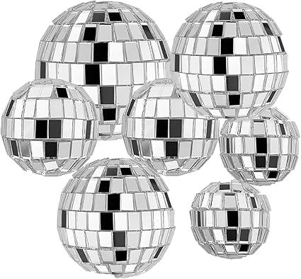 7-Piece Disco Ball Cake Topper Set – Retro Glam Decorations