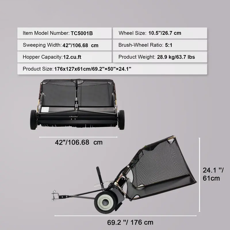 Adjustable Push Lawn Debris Sweeper