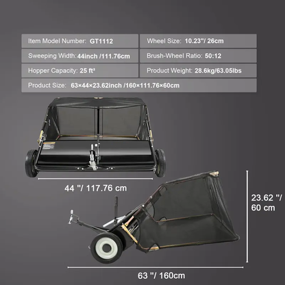 Adjustable Push Lawn Debris Sweeper