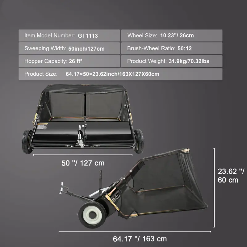 Adjustable Push Lawn Debris Sweeper