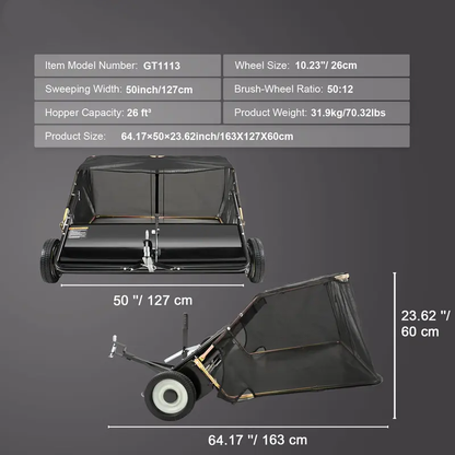Adjustable Push Lawn Debris Sweeper