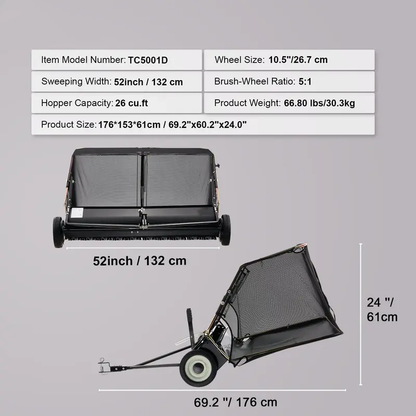 Adjustable Push Lawn Debris Sweeper